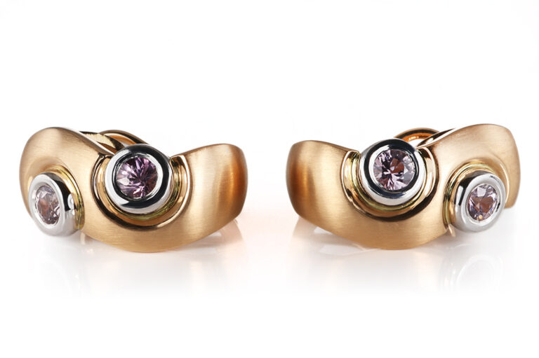 Ohrstecker A.ODENWALD TANGO 4 bunte Saphire 0,74 ct 750 Gelbgold [BRORS 20886]