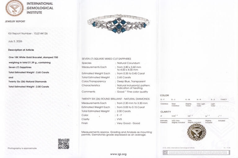 Armband Brillanten ca 2,0 ct TW+/VVS Saphire ca 2,65 ct 750 [BRORS 11324]