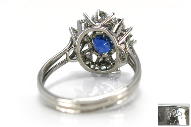 Ring Saphir Myanmar Burma unbehandelt 2 ct Billanten River/TW IGI [BRORS 11511]
