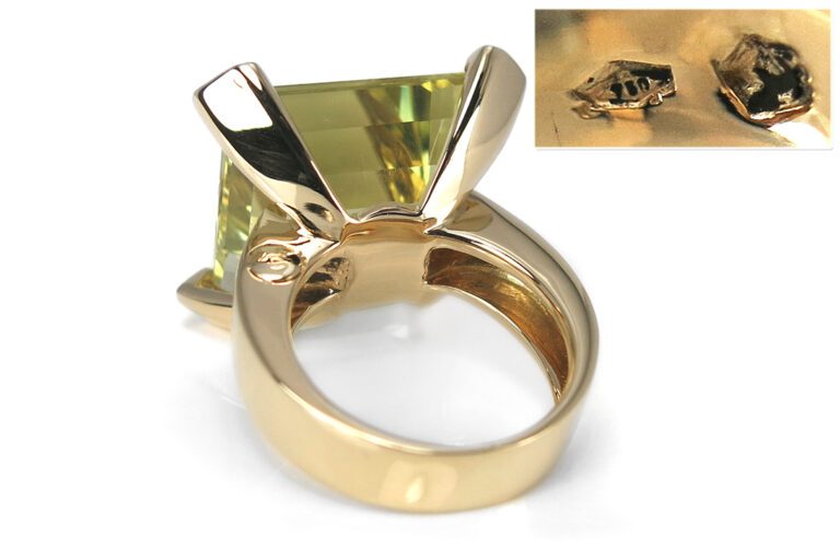 Ring Citrin 25 ct + 12 Brillanten RIVER/VVS-VS 750 Gold IGI Gr. 52 [BRORS 14133]