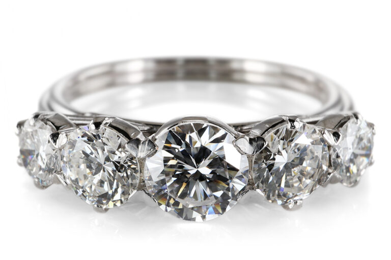 Ring 5 Brillanten 1,5 ct TW - RIVER 750 Weißgold Platin IGI Gr 53 [BRORS 20828]