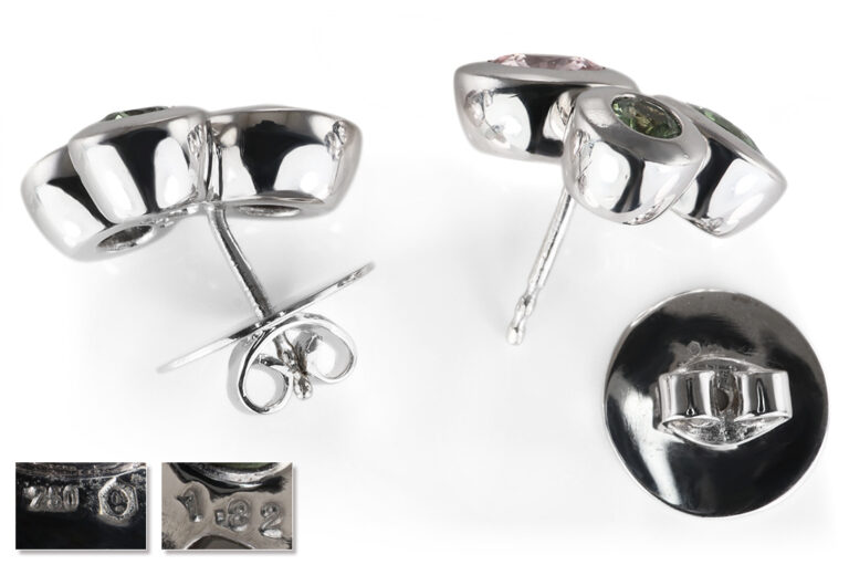 Ohrstecker A.ODENWALD MELODY 6 bunte Saphire 3,64 ct 750 Weißgold [BRORS 20874]