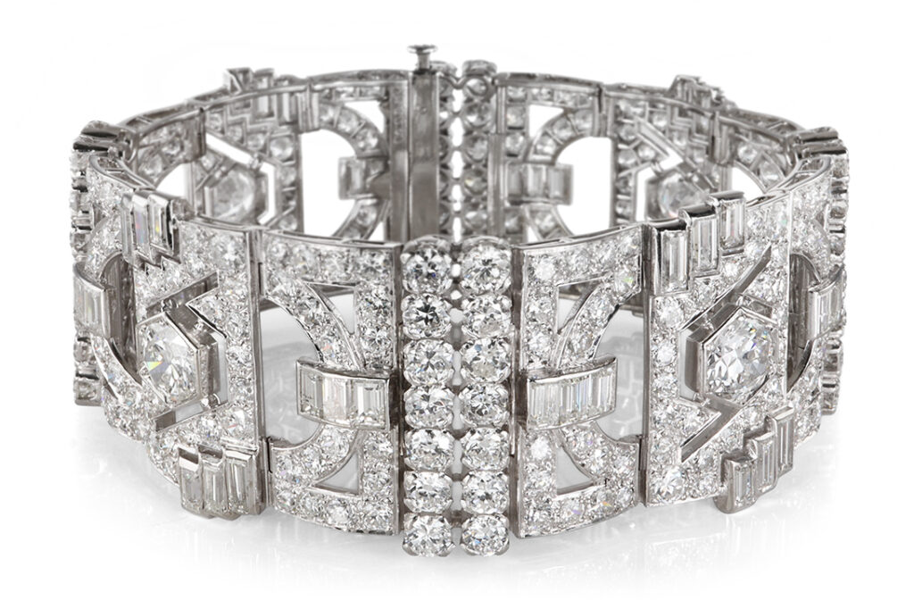 Antikes Armband 340 Diamanten 37,7Karat! Platin IGI 18 cm [BRORS 20890]