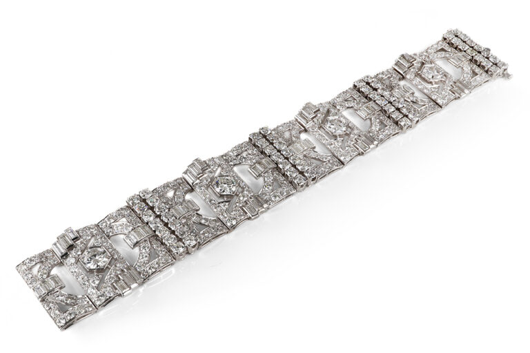 Antikes Armband 340 Diamanten 37,7Karat! Platin IGI 18 cm [BRORS 20890]