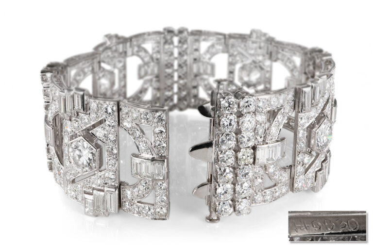 Antikes Armband 340 Diamanten 37,7Karat! Platin IGI 18 cm [BRORS 20890]