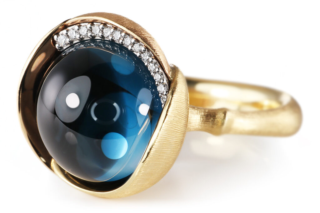 NEU Ring Charlotte Lynggaard Lotus No3 London Blue Topaz Gr 54 [BRORS 20898]