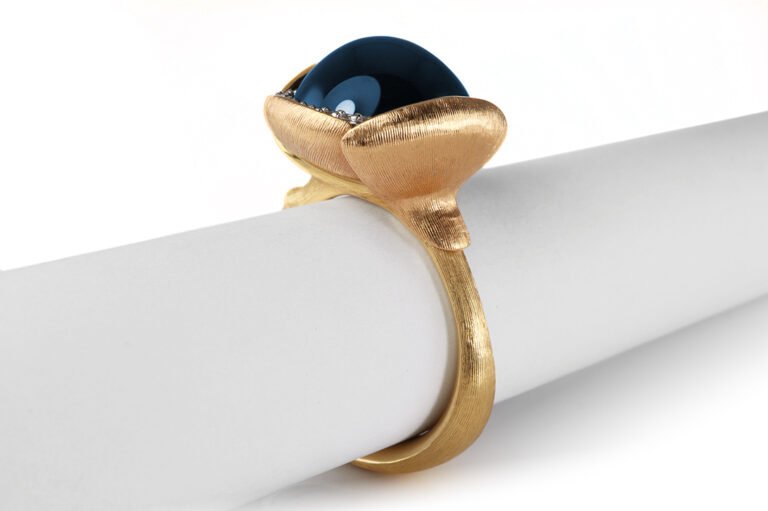 NEU Ring Charlotte Lynggaard Lotus No3 London Blue Topaz Gr 54 [BRORS 20898]