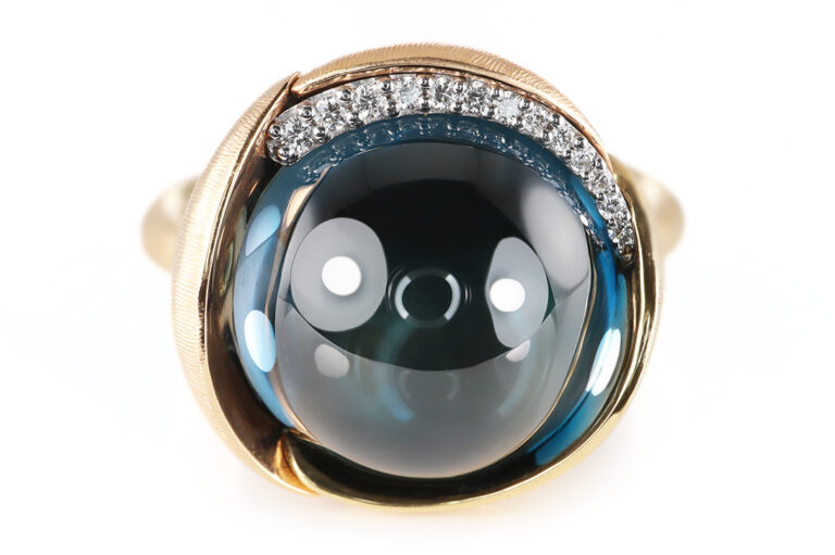 NEU Ring Charlotte Lynggaard Lotus No3 London Blue Topaz Gr 54 [BRORS 20898]