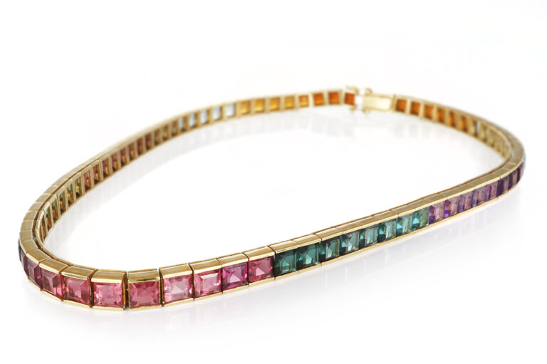 Collier "Regenbogen" Topas Turmalin Amethyst Citrin 46 ct 750 IGI [BRORS 20901]