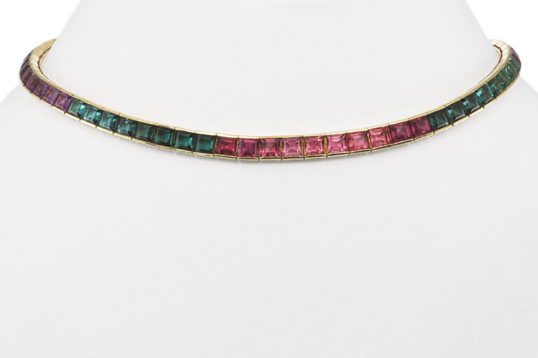 Collier "Regenbogen" Topas Turmalin Amethyst Citrin 46 ct 750 IGI [BRORS 20901]