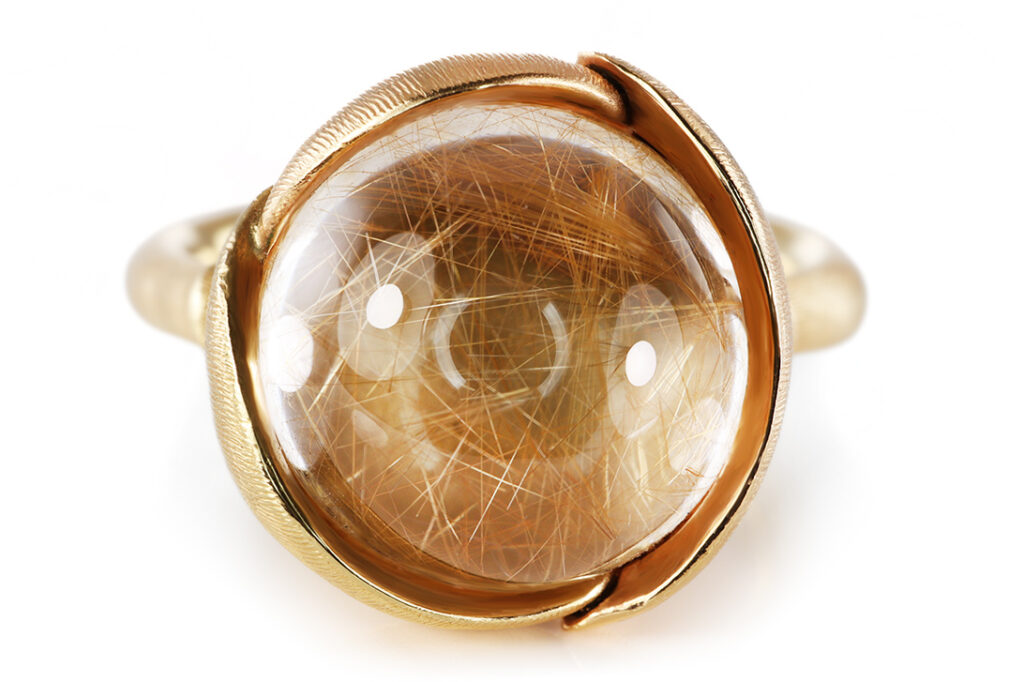 NEU Ring Ole Lynggaard Lotus No2 Rutilquarz Gelb / Rosegold Gr 51 [BRORS 20903]