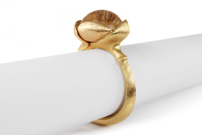 NEU Ring Ole Lynggaard Lotus No2 Rutilquarz Gelb / Rosegold Gr 51 [BRORS 20903]