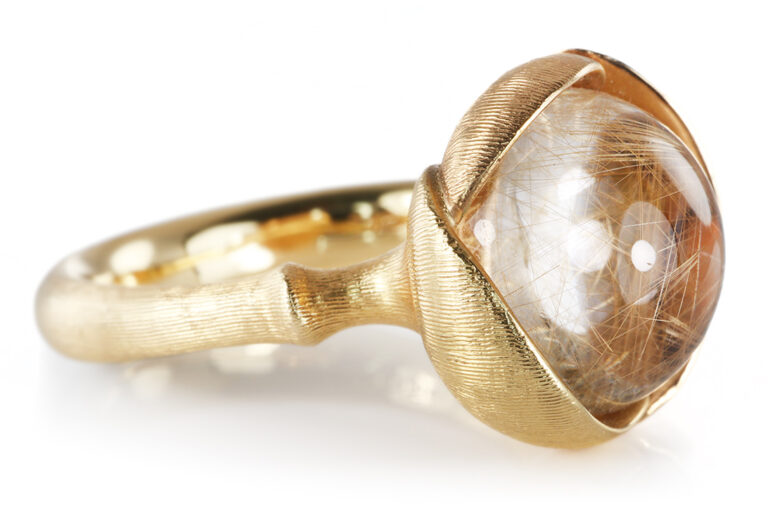 NEU Ring Ole Lynggaard Lotus No2 Rutilquarz Gelb / Rosegold Gr 51 [BRORS 20903]