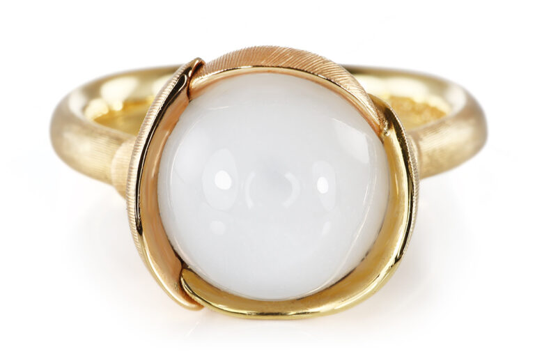 NEU Ring Ole Lynggaard Lotus No1 Mondstein Weiß Gr 52 [BRORS 20905]