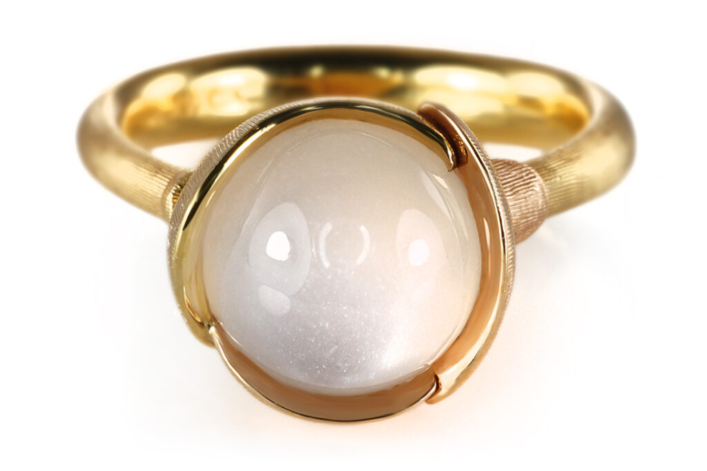 NEU Ring Ole Lynggaard Lotus No1 Mondsten Weiß Gr 52 [BRORS 20918]