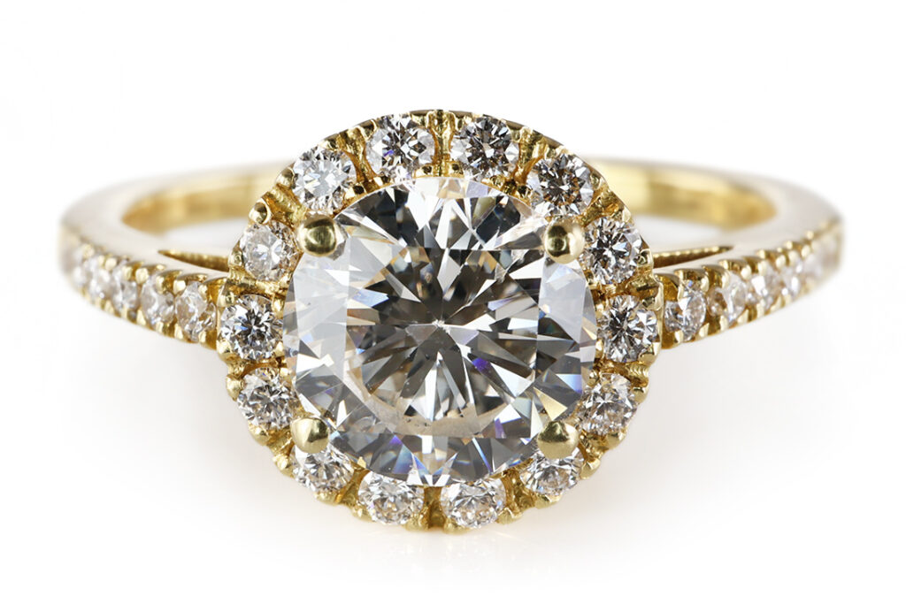Ring Brillant Einkaräter H/SI2 + 26 Brillanten 750 Gold DPL Gr 53 [BRORS 20922]