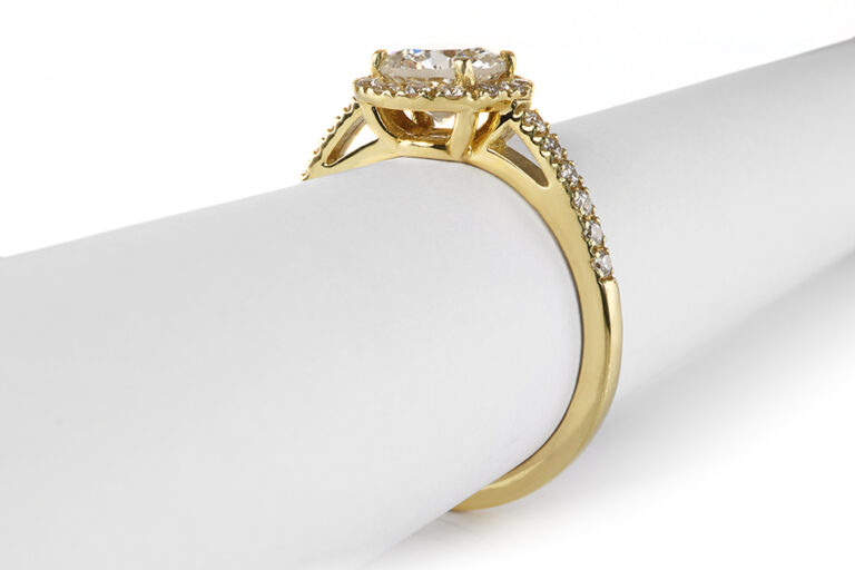 Ring Brillant Einkaräter H/SI2 + 26 Brillanten 750 Gold DPL Gr 53 [BRORS 20922]