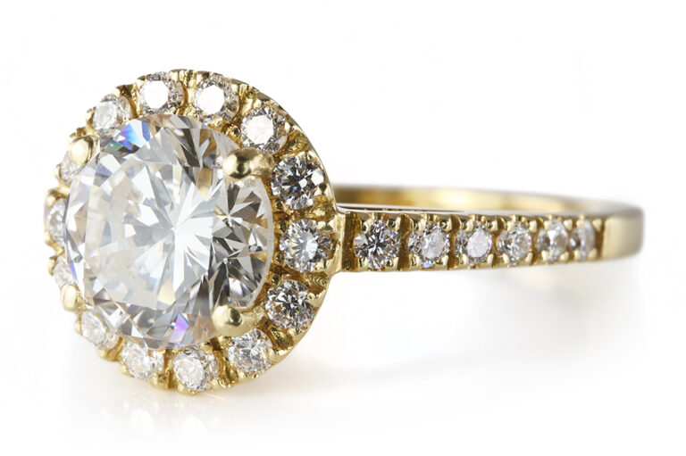Ring Brillant Einkaräter H/SI2 + 26 Brillanten 750 Gold DPL Gr 53 [BRORS 20922]
