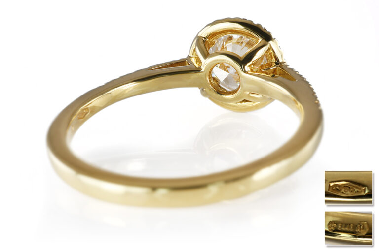 Ring Brillant Einkaräter H/SI2 + 26 Brillanten 750 Gold DPL Gr 53 [BRORS 20922]