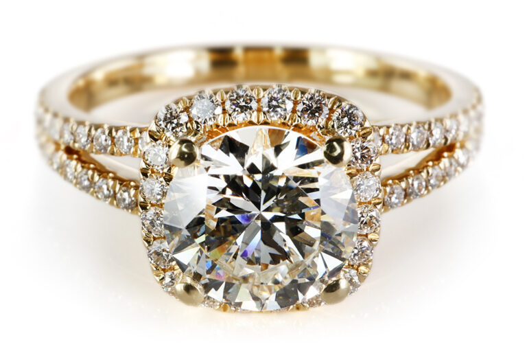 Ring 1 Brillant 1,24 ct H/VS2 + 64 Brillanten 750 Gold DPL Gr 54 [BRORS 20924]