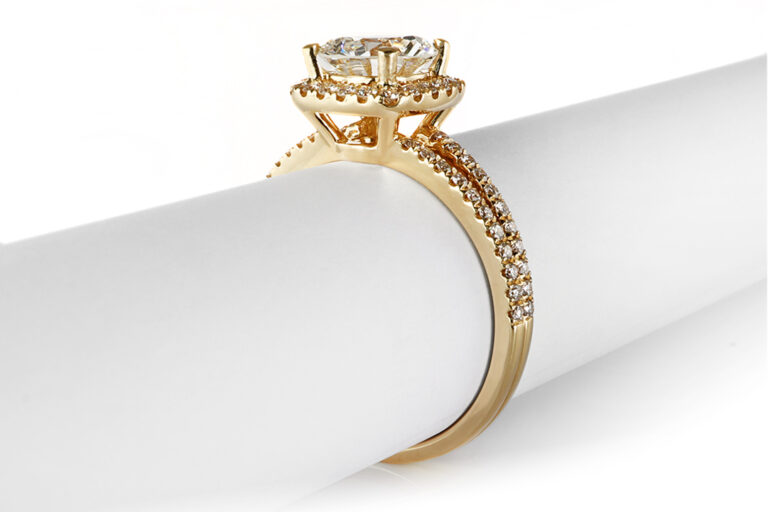 Ring 1 Brillant 1,24 ct H/VS2 + 64 Brillanten 750 Gold DPL Gr 54 [BRORS 20924]