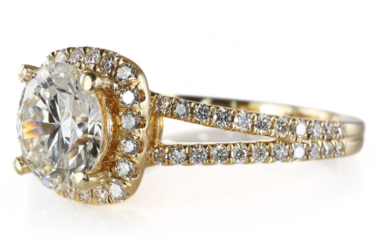 Ring 1 Brillant 1,24 ct H/VS2 + 64 Brillanten 750 Gold DPL Gr 54 [BRORS 20924]