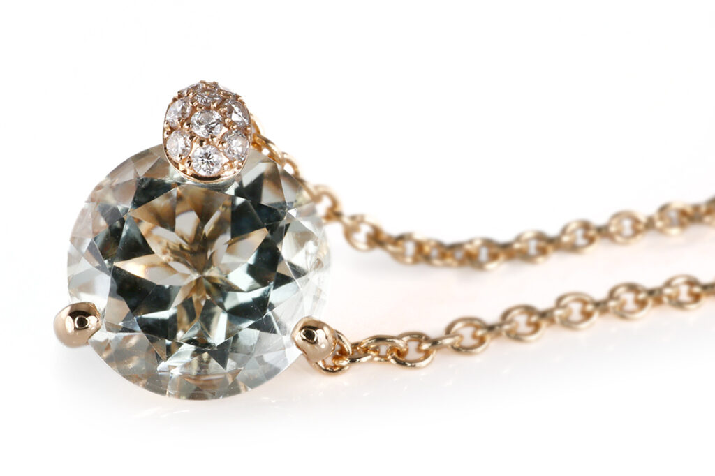 Collier Bucherer Peekaboo Prasiolith 10 Brillanten 750 Rosegold [BRORS 20925]