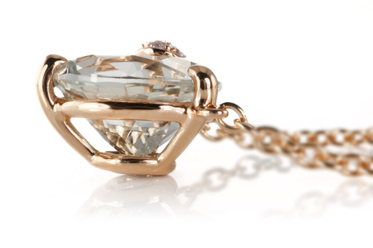 Collier Bucherer Peekaboo Prasiolith 10 Brillanten 750 Rosegold [BRORS 20925]
