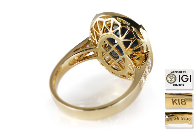 NEU Ring Saphir ca 9,2 ct 22 Diamanten ca 1,0 ct River-TW 750 Gold [BRORS 20936]