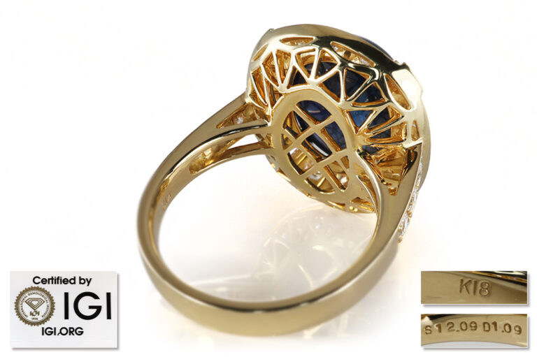 NEU Ring Saphir ca 12,09 ct 22 Diamanten ca 1,09 ct TW 750 IGI [BRORS 20937]