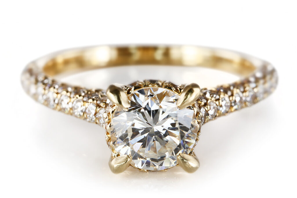Ring 1 Brillant 0,55 ct TW/VVS1 + 84 Brillanten 750 Gold DPL Gr 54 [BRORS 20940]