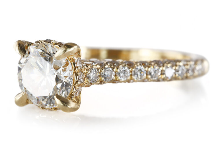 Ring 1 Brillant 0,55 ct TW/VVS1 + 84 Brillanten 750 Gold DPL Gr 54 [BRORS 20940]