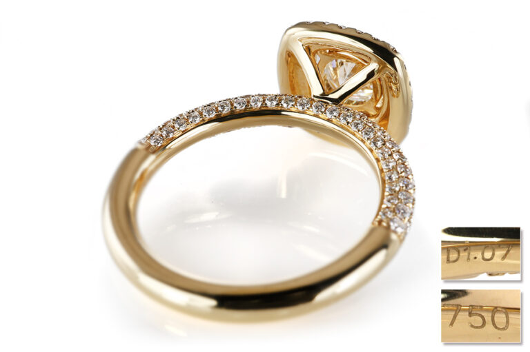 Ring 1 Brillant 0,95 ct H/VVS2 156 Brillanten 1,07 ct 750 DPL Gr54 [BRORS 20941]