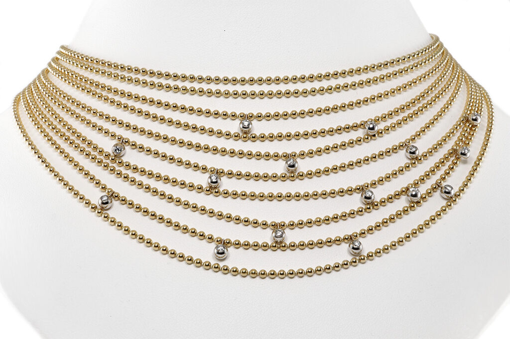Cartier Draperie De Decollete 10-reihig 15 Brillanten 750 Gelbgold [BRORS 20958]