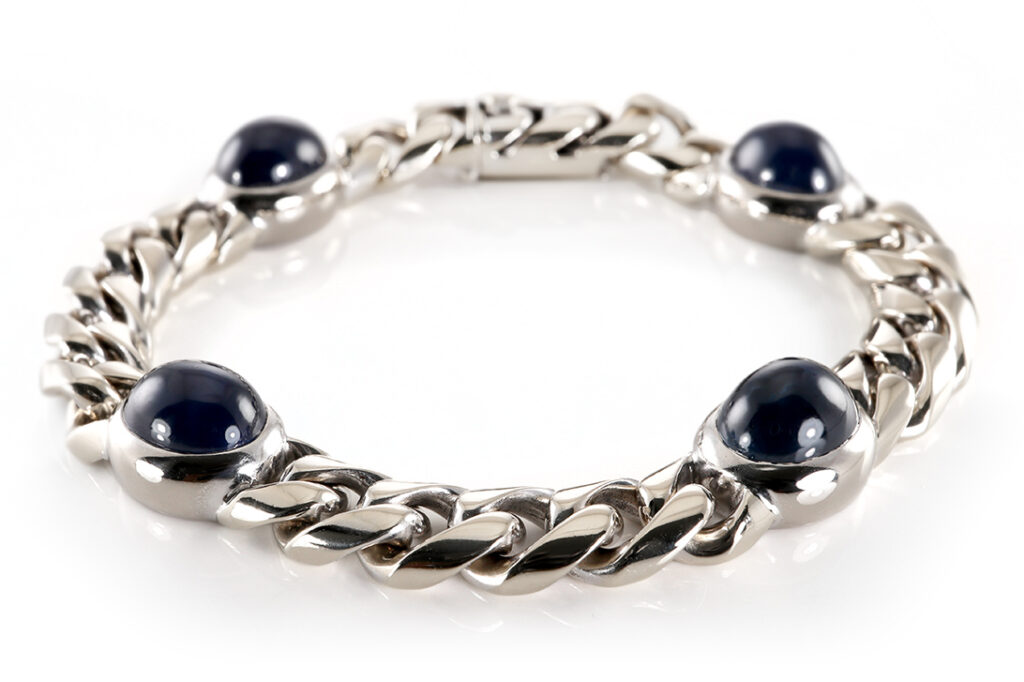 Armband WEMPE 4 Saphire 19 ct 750 Weißgold Handarbeit 18 cm IGI [BRORS 20960]