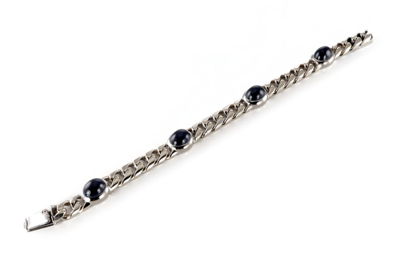 Armband WEMPE 4 Saphire 19 ct 750 Weißgold Handarbeit 18 cm IGI [BRORS 20960]
