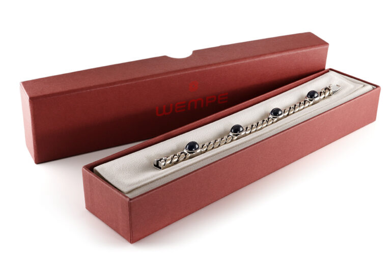 Armband WEMPE 4 Saphire 19 ct 750 Weißgold Handarbeit 18 cm IGI [BRORS 20960]