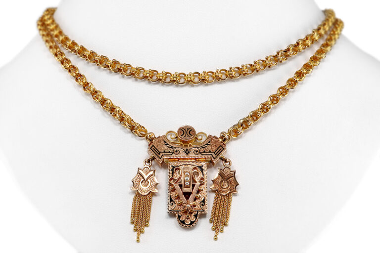 Schmuckset Kette Brosche Ohrringe Perlen *Antik* 750 IGI Gutachten [BRORS 20324]