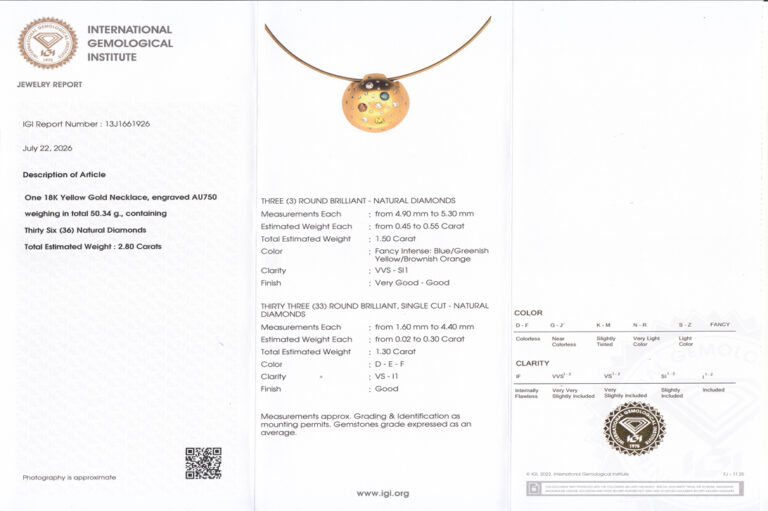 Anhänger mit Schnur 36 Diamanten ca. 2,8 ct 750 Gold IGI [BRORS 20959]