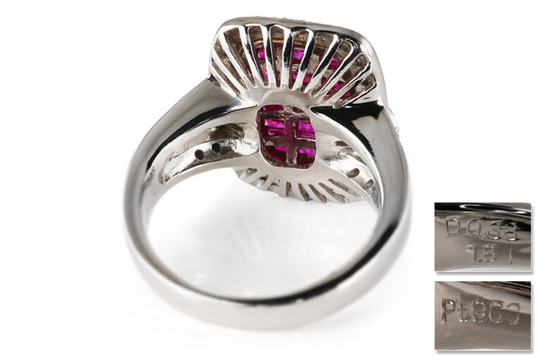 Ring 15 Rubine ca 1,81 ct 33 Diamanten ca 0,38 ct Platin IGI Gr 49 [BRORS 20997]