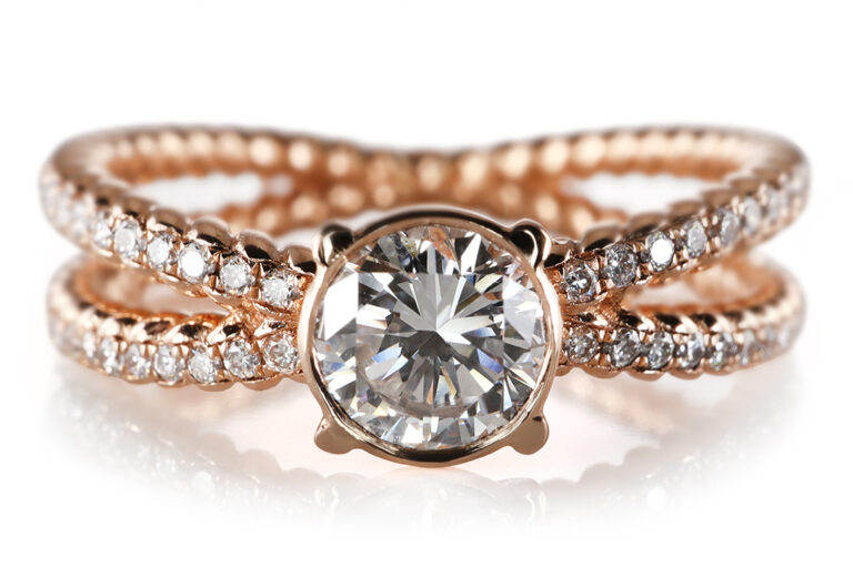 Ring 1 Brillant 0,5 ct W/VS + 48 Brillanten 750 Rosegold Gr. 54 [BRORS 21014]