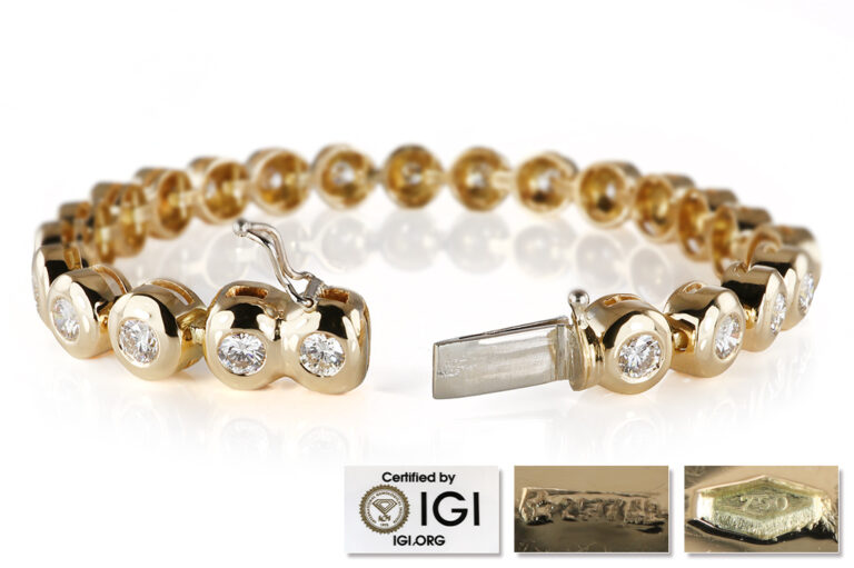 Armband 24 Brillanten ca 4,3 ct F-G/VS 750 Gold IGI [BRORS 21021]
