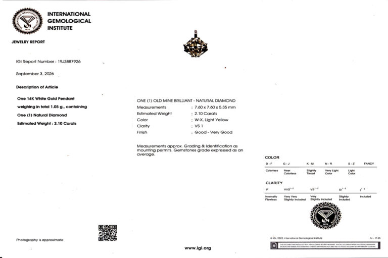 Kette Anhänger 1 Diamant ca. 2,1 ct light Yellow/ VS1 585 IGI [BRORS 21022]