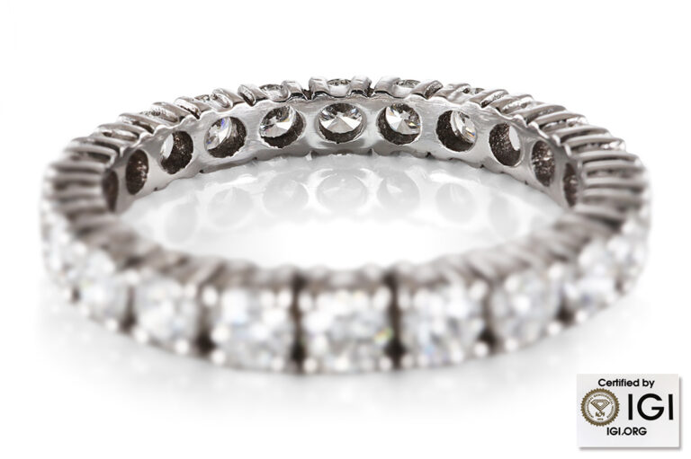 Memory Ring 22 Diamanten ca 1,7 ct RIVER/VS-VVS 585 Gold Gr 56 IGI [BRORS 21025]