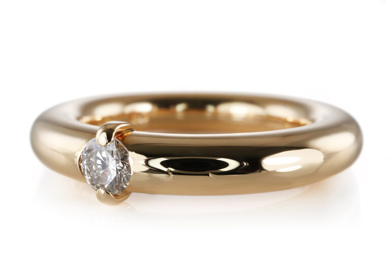 Ring Schubart Solitär Brillant ca 0,1 ct TW/VS 750 Gelbgold Gr 51 [BRORS 21033]