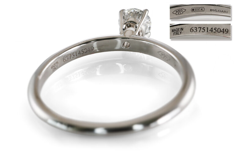 Bvlgari Verlobungsring 1 Brillant 0,34 ct G/VS1 950 Platin Gr 49 [BRORS 21039]