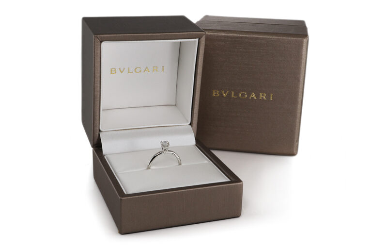 Bvlgari Verlobungsring 1 Brillant 0,34 ct G/VS1 950 Platin Gr 49 [BRORS 21039]