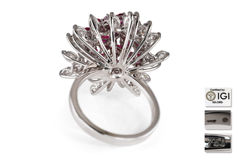 Ring 22 MOGOK Rubine ca 3,3 ct 20 Diamanten ca 1,7 ct IGI Gr 55 [BRORS 21052]