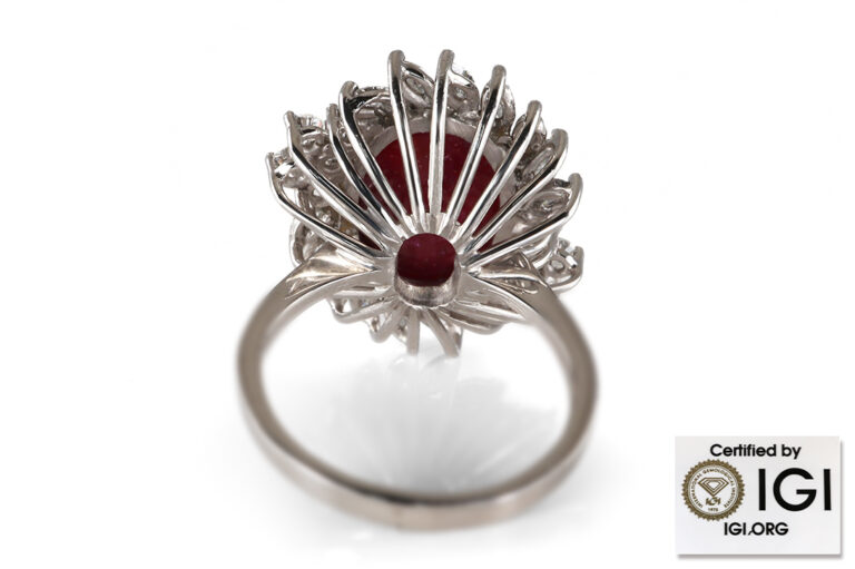 Ring Rubin unbehandelt 7,46 ct + 24 Brillanten ca 1,08 ct Gold IGI [BRORS 21056]