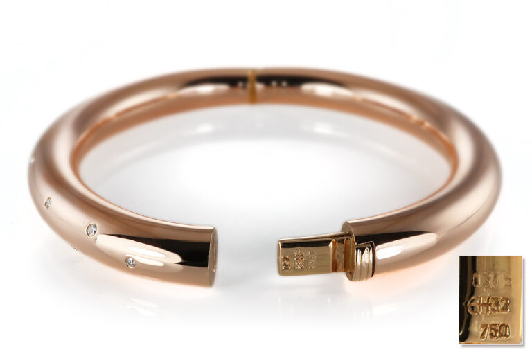 Armreif 15 Brillanten insg. ca 0,34 ct H/VVS 750 Rosegold [BRORS 21058]